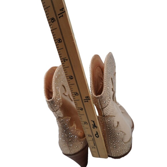 Jessica Simpson Zolly Gold Metallic Rhinestone Embellished Western Booties 8.5 M - Picture 10 of 10